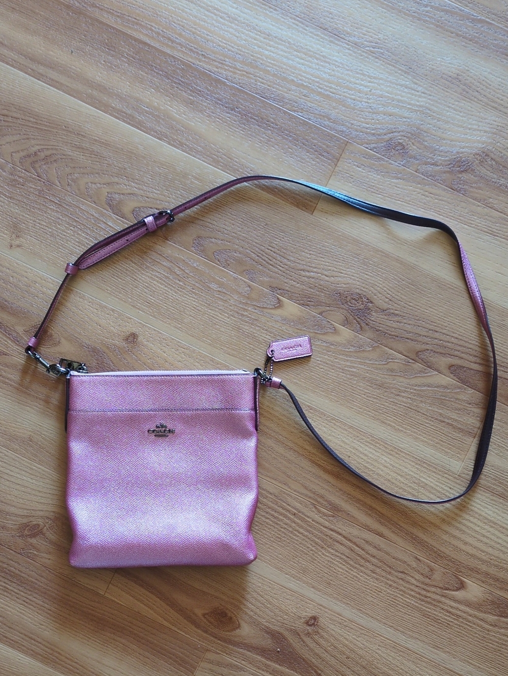 Coach Metallic Pink Crossbody Bag with Adjustable Strap